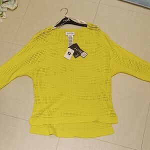 J. Jill Vibrant Yellow V-Neck Sweater